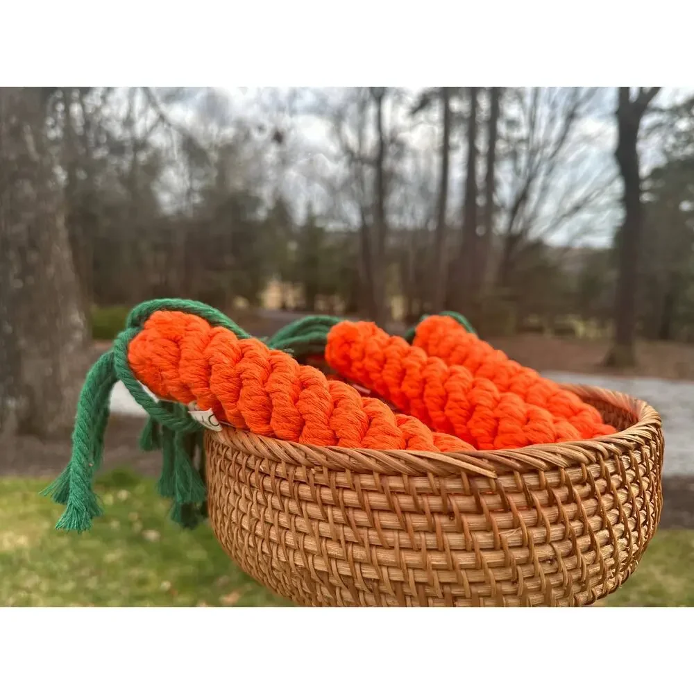 Monli Handcrafted Sustainable Carrot Dog Rope Toy